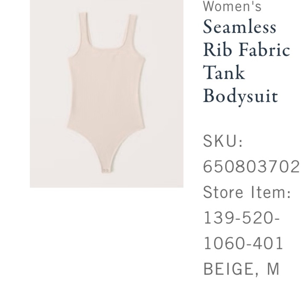 Abercrombie Seamless Rib Fabric Tank Bodysuit